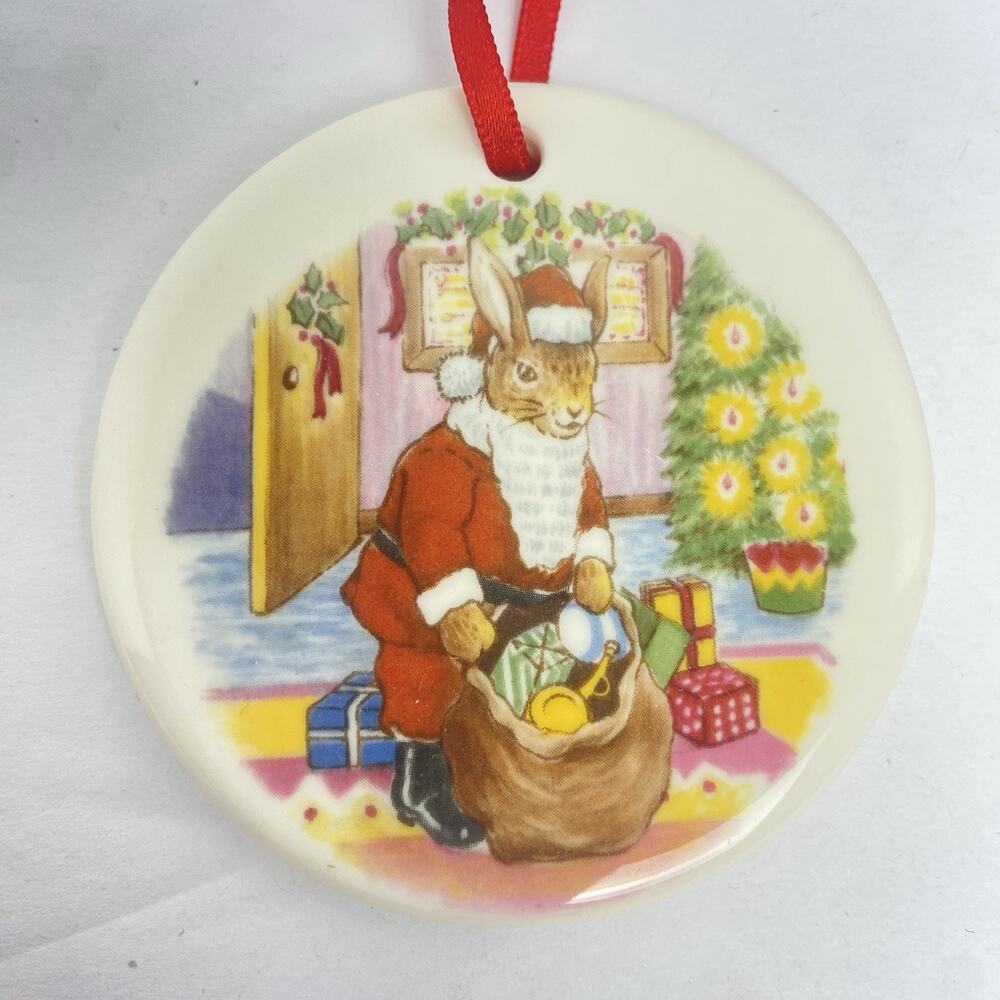 Royal Doulton Bunnykins Vintage Bunnykins Christmas Ornament With Santa Rabbit